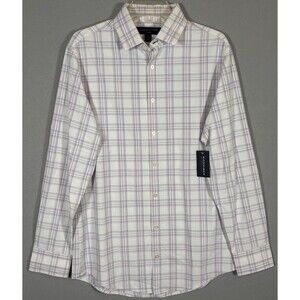 NWT Mizzen Main Leeward Shirt Mens M Trim Fit White Check Plaid Performance